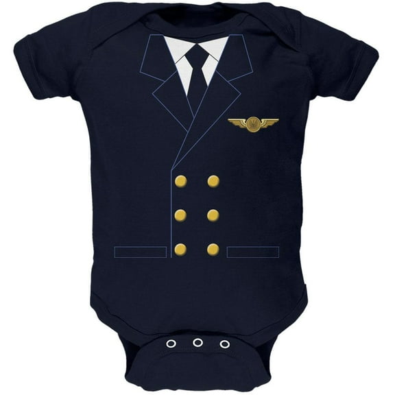 Halloween Airline Airplane Pilot Navy Soft Baby One Piece - 18-24 months