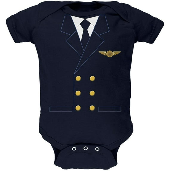 Halloween Airline Airplane Pilot Navy Soft Baby One Piece - 18-24 months