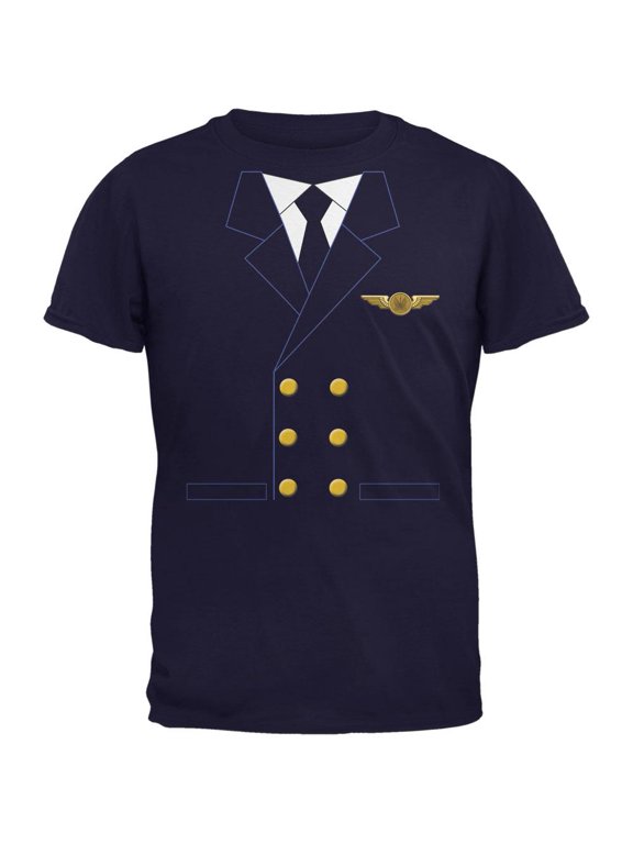 Halloween Airline Airplane Pilot Navy Youth T-Shirt - Youth Large