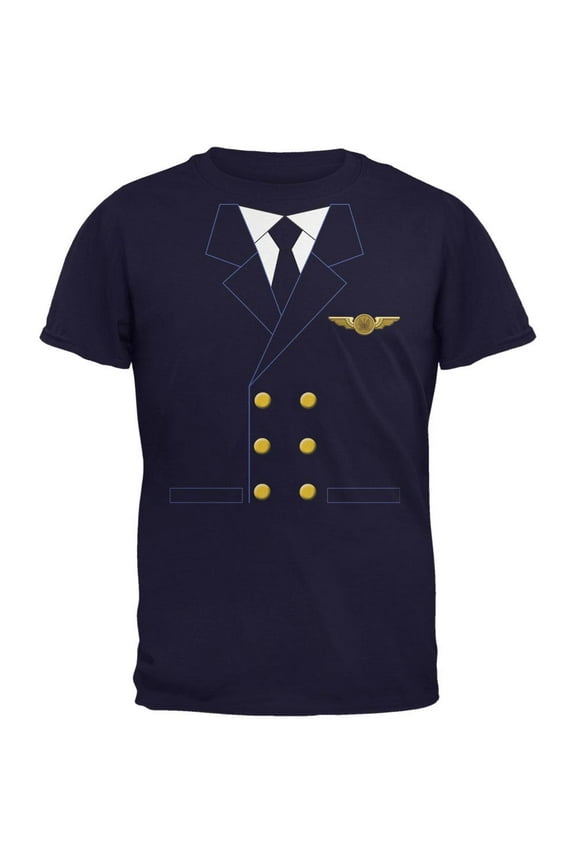 Halloween Airline Airplane Pilot Navy Youth T-Shirt - Youth Medium
