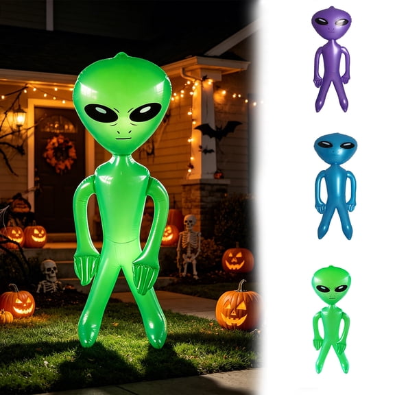 Halloween Alien Inflatable, Small Blue Outdoor Decor, Garden Yard Lawn Display Space, Weather-resistant Plastic Build Build, Autumn Halloween Party Accent Gift Gift