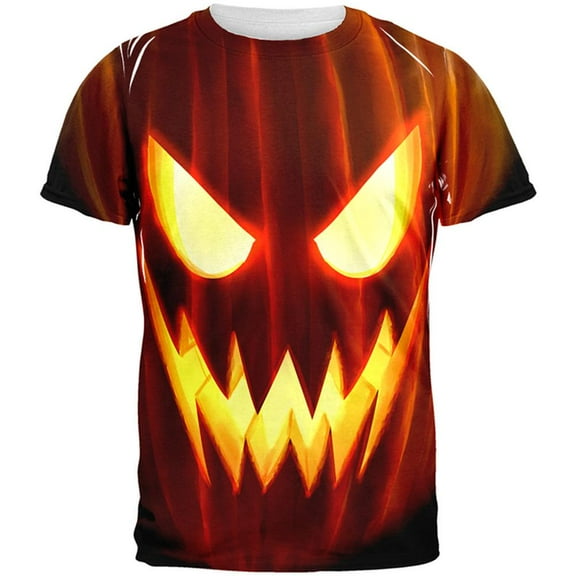 Halloween All Over JackOLantern Adult T-Shirt - Large