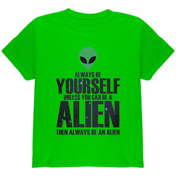 Halloween Always Be Yourself Alien Electric Green Youth T-Shirt