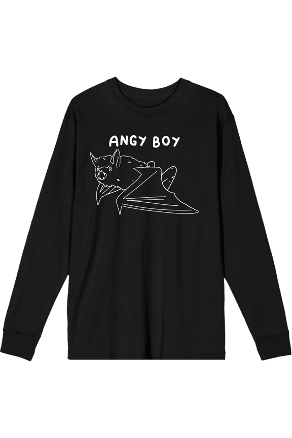 Halloween Angry Boy Black Adult Crew Neck Long Sleeve Tee-3XL