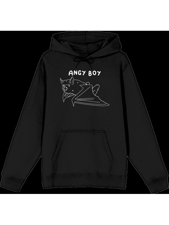 Halloween Angry Boy Black Adult Long Sleeve Hoodie-XL
