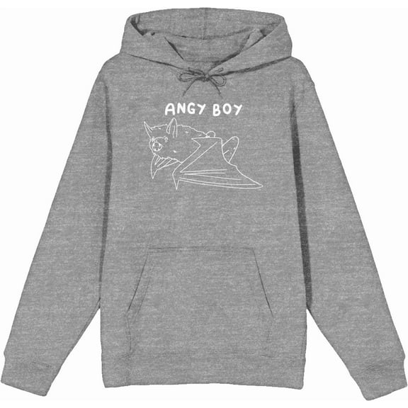 Halloween Angry Boy Heather Gray Adult Long Sleeve Hoodie-Small