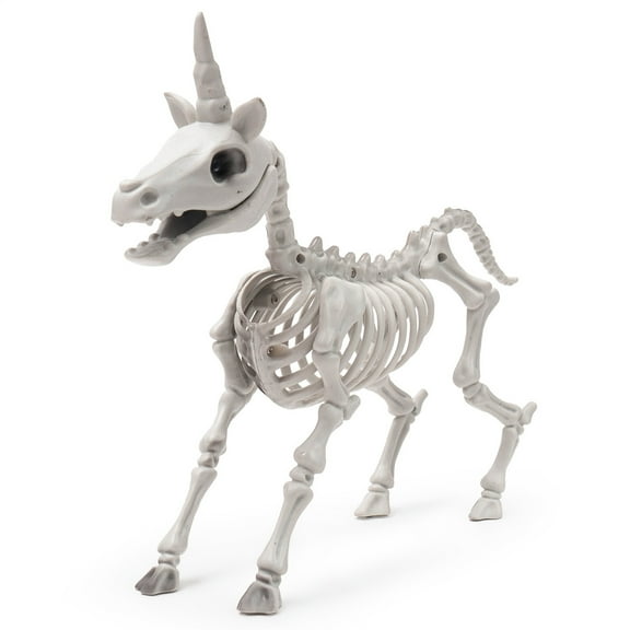 Halloween Animal Skeleton Decorations,Realistic Skeleton Unicorn Props,Posable Movable Joints Unicorn Statue and Figurine for Lawn Yard Graveyard Skeleton Halloween Decor