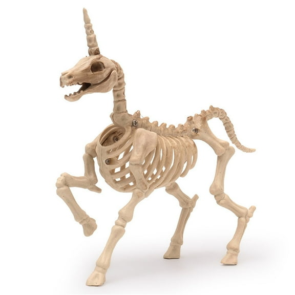 Halloween Animal Skeleton Decorations,Realistic Skeleton Unicorn Props,Posable Movable Joints Unicorn Statue and Figurine for Outdoor Lawn Yard Graveyard Skeleton Halloween Decor