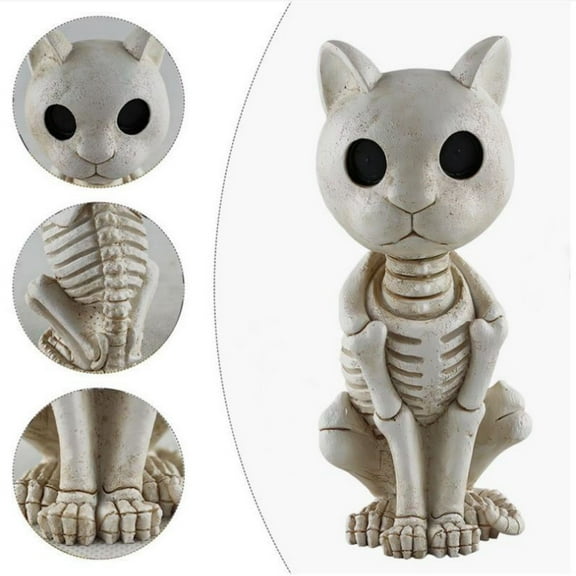 Halloween Animal Skeletons Decorations,Animal Skeleton Halloween Decoration,2025 Horror Atmosphere Decoration Props,Animal Prop Resin Horror Decoration(Cat 5in)