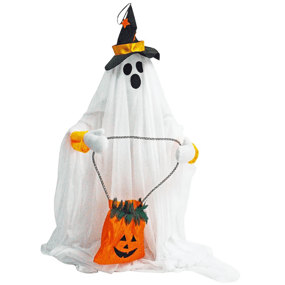 Halloween Animated Ghost Decoration with Pumpkin Bag, LED Light-up Dancing Ghost for Halloween Party Indoor and Outdoor Decoration,Yard, Porch, or Patio Decoration