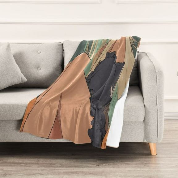 Halloween Animation Style Witch Throw Blanket 60" x 90" Soft and Warm Blankets for Couch Sofa and Bed
