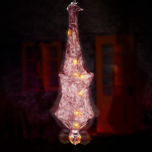 Halloween Animatronics 67inch Cocoon Corpse - Animated Mummy Decoration with Sound Activated, Creepy Voice, Spooky Skull, Light Up Eye, Scary Move Haunted Life Size Prop
