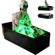 Halloween Animatronics Animated Skeleton in Coffin, 12" Voice-Activated Spooky Decor with Lights & Sound, Haunted House Prop for Indoor Tabletop k