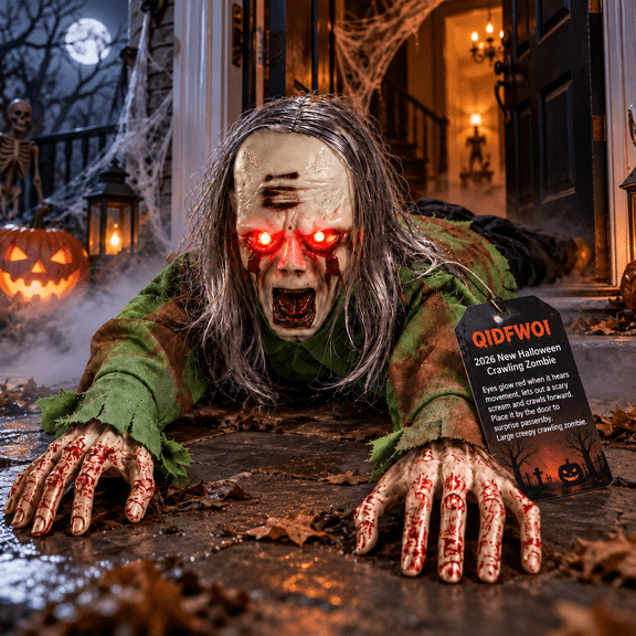 Halloween Animatronics Crawling Zombie Decorations Realistic Motion Crawler Creepora Grave Jump Scare Scary Creepy Spooky Hollow Activated Remote