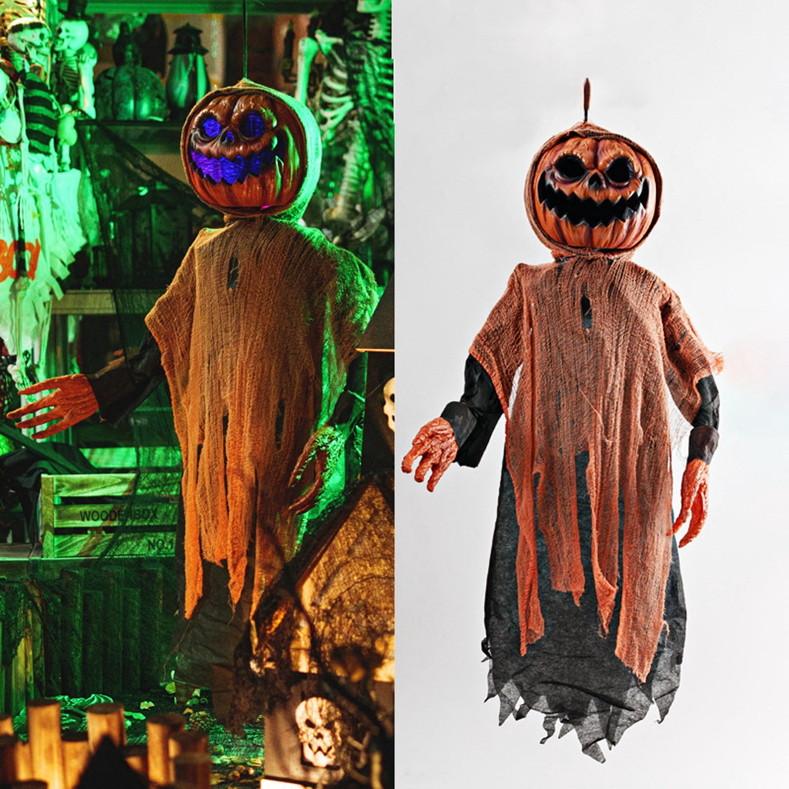 2 Pack Solar Halloween Eyeball Stake Lights - 40 LED With 8 Lighting Modes, Waterproof, Purple/Orange/Red/Green Glow