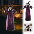 thumbnail image 1 of Halloween Animatronics Witch Decorations, 6 FT Hanging Witch Halloween Decor, Giant Animated Standing Talking Witch with Red Eyes, Flying Witch Standing Decor for Scary Decors Prop, 1 of 7