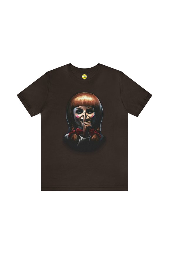 Halloween Annabelle Face Short Sleeve T-Shirt - Creepy Doll Horror Movie