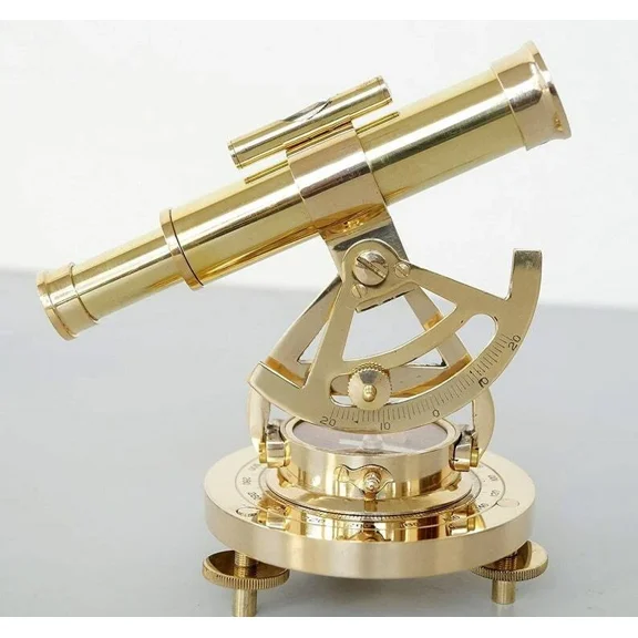 Halloween Antique Brass Theodolite with Telescope & Compass Vintage Alidade Instrument Gift for Haunted Decor & Collectors