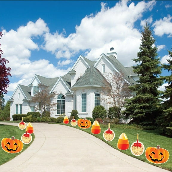 Halloween Apples Pumpkins & Candy Corn Yard Card Pathway Markers 12 piece set