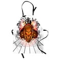 thumbnail image 1 of Halloween Apron Angry Skull Face on Bonfire Spirits of Other World Concept Bats Spider Web Design, Unisex Kitchen Bib Apron with Adjustable Neck for Cooking Baking Gardening, Multicolor, by Ambesonne, 1 of 3