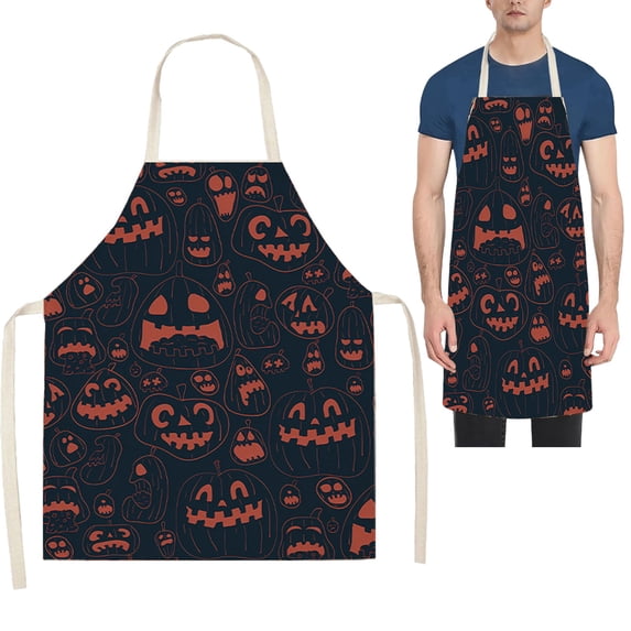 Halloween Apron For Men And Women Water And Oil Cooking Kitchen Apron Adjustable Bib Apron,Apron Sleeves