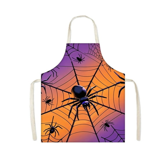Halloween Aprons Ghost Cooking Apron, Adjustable Neck Strap Spider Web Pumpkin Kitchen Chef Apron with Pockets, for Cooking Barbecue Baking Sewing Crafting