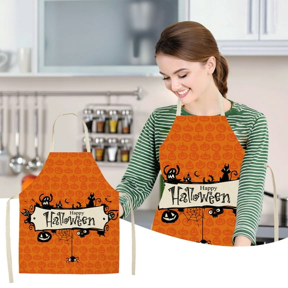Halloween Aprons for Women, 14.96*18.5 Inch Pumpkin Halloween Decorations for Men, Grilling Cooking Chef Kitchen Fall Apron Gifts for Mom Wife Dad Husband Girls