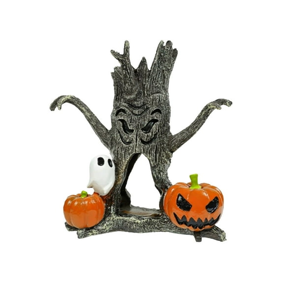 Halloween Aquarium Decor Resin Fish Tank Ornament, Pumpkin Tree Cave for Aquatic Environment, Safe Festival Themed Decoration for Home and Office Aquariums(Yellow,C)
