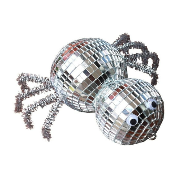 Halloween Arachnid Mirror Ball Decoration – Reflective Spider-Inspired Tabletop Ornament, Hanging Home Décor for Haunted House & Party