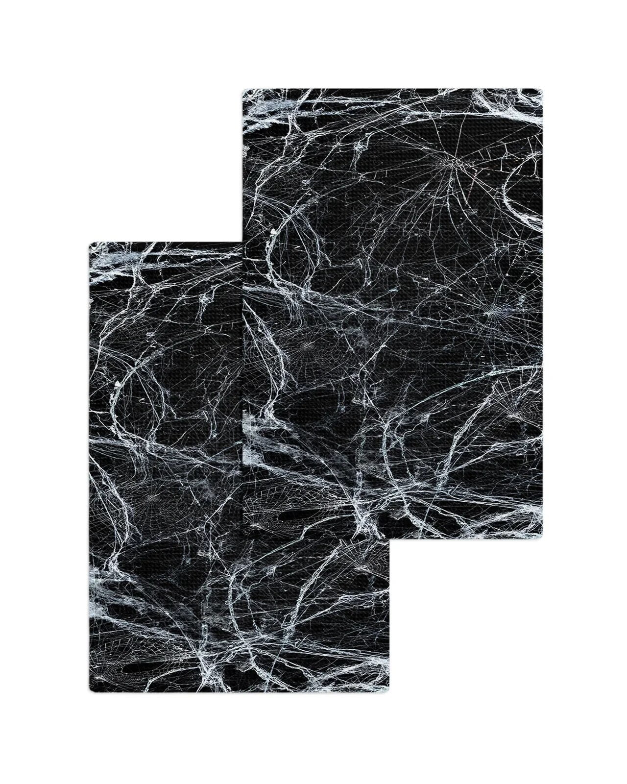 Halloween Arachnid Silk Web Black Background Waffle Microfiber Kitchen ...