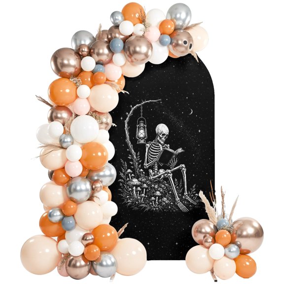 Halloween Arch Backdrop Cover 4 FT, Dark Academia Goth Study Tree Arch Mystical Night Moon Stars Wedding Arch Cover Stretchy Backdrop Stands Covers for Birthday Party Ceremony Banquet Decor