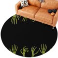 Round Skeleton Rug Halloween Area Rug, Lime Green Horror Spooky Skeleton Hands Black Non ...