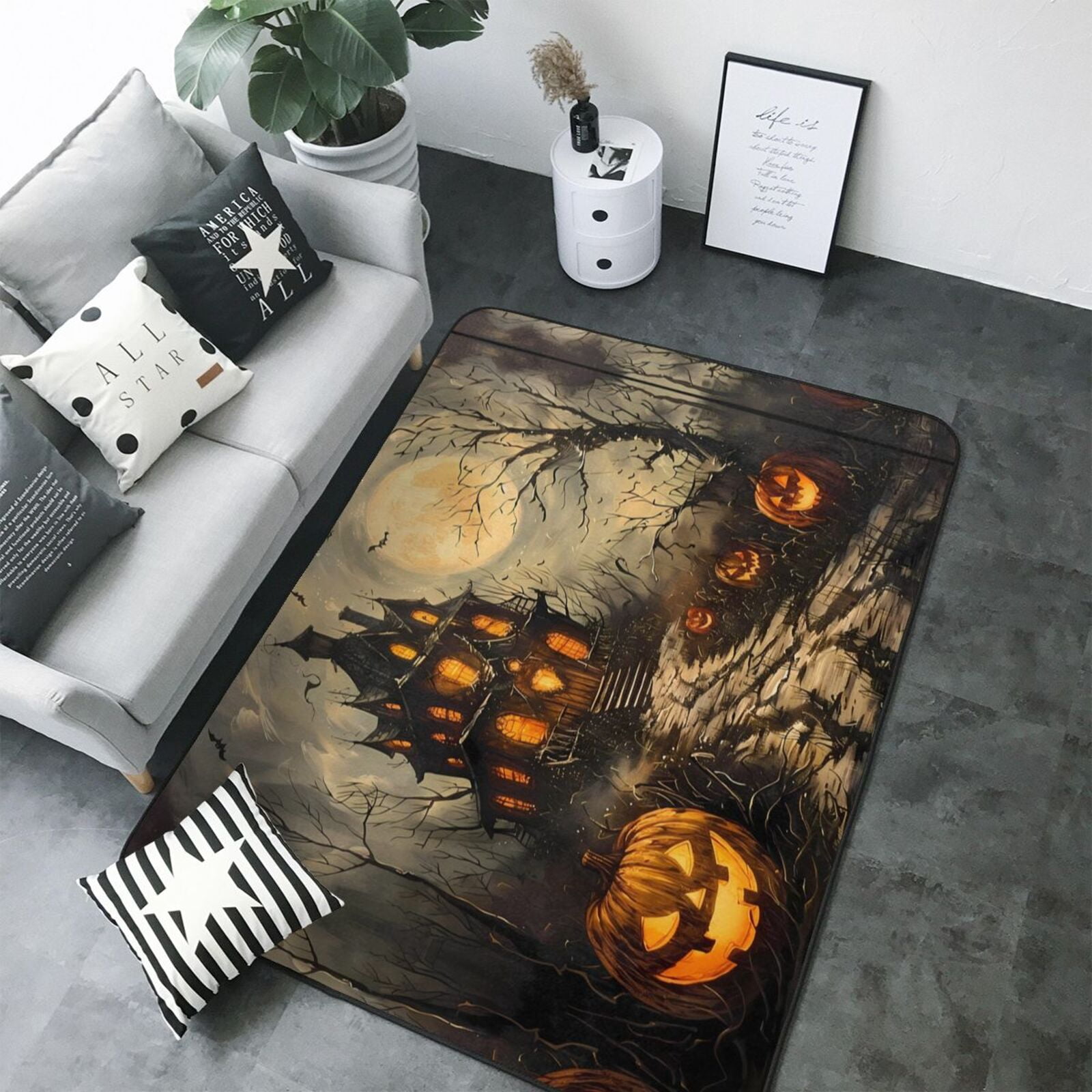 Halloween Area Rugs For Living Room Decor Halloween Pumpkin Forest