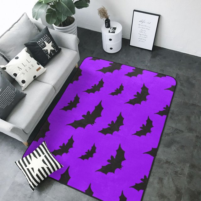 Halloween Area Rugs For Living Room Decor cute bats violent Halloween