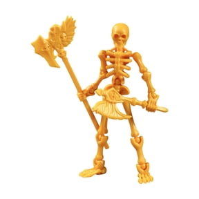 Halloween Articulated Skeleton Action Figure - 3D Printed Gold Jointed Skull & Bones Posable Model with Weapons, Spooky Poseable Skeleton for Display