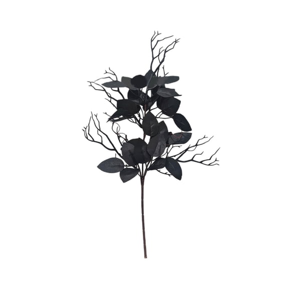 Halloween Artificial Black Leaf Branch,Decorative Faux Foliage Stem For Wreaths Vases Table Arrangements Mantel Doorway Window Porch Party Displays,Reusable Seasonal Home Holiday Decor