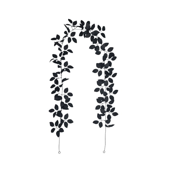 Halloween Artificial Black Rose Garland With Leaves 78.7in Plastic Faux Vine 1 Count