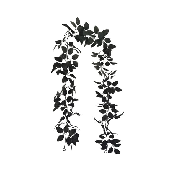 Halloween Artificial Black Rose Leaf Vine for Party Home Decoration, Gothic Fall Garland, B