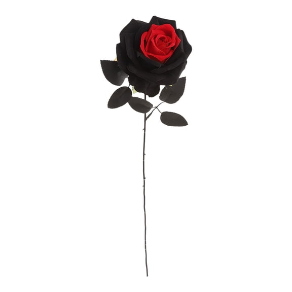 Halloween Artificial Flowers Gothic Black Red Roses, 10-Pack 20 Inch Fake Floral Bouquets, Spooky Centerpiece for Haunted Home Dining Table Decor, bldnkj