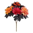 thumbnail image 1 of Halloween Artificial Flowers with Stems,Fake Halloween Bouquet with Black Maple Leaves, Realistic Silk Flowers Bouquet for Halloween Decoration, Fall Home Decor, Centerpieces, Arrangement,Red, 1 of 7