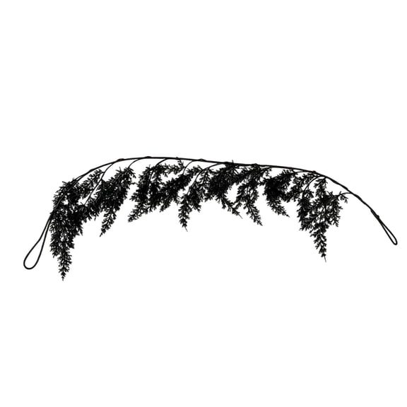Halloween Artificial Garland, 3.28Ft Black Real Touch Cedar Cypress Pine Plant Artificial Garland, Soft Greenery Vine, Fake Green Decorative Garland, Fireplace Mantel Vine Decor, Indoor Table Garland