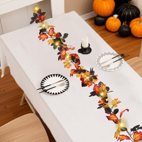 Halloween Artificial Maple Leaf Garland with Pumpkins and Sunflowers 66.7 inch Fall Vine for Stair Railing Mantle Door Table Harvest Festival Autumn Decor