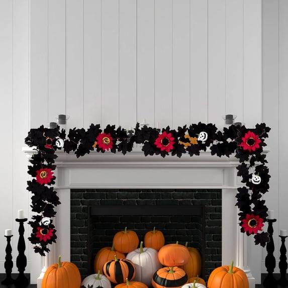 Halloween Artificial Maple Leaf Garlands Vines, Durable Lightweight Waterproof Garland for Thanksgiving Wedding Party Table Decor 68.11Inch Multicolor