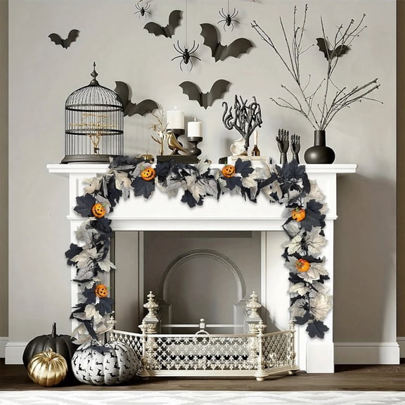 Halloween Artificial Maple Leaf Garlands Vines, Durable Lightweight Waterproof Garland for Thanksgiving Wedding Party Table Decor 69Inch Multicolor
