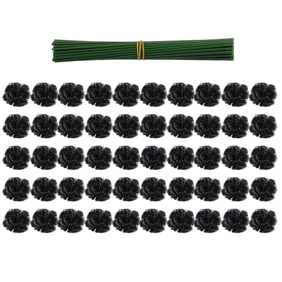 Halloween Artificial Pom Pom Flower Stem Set,Multi Color Faux Floral Pick Kit,Seasonal Vase Filler Arrangement,Spooky Indoor Table Mantel Floral Layout Accessory