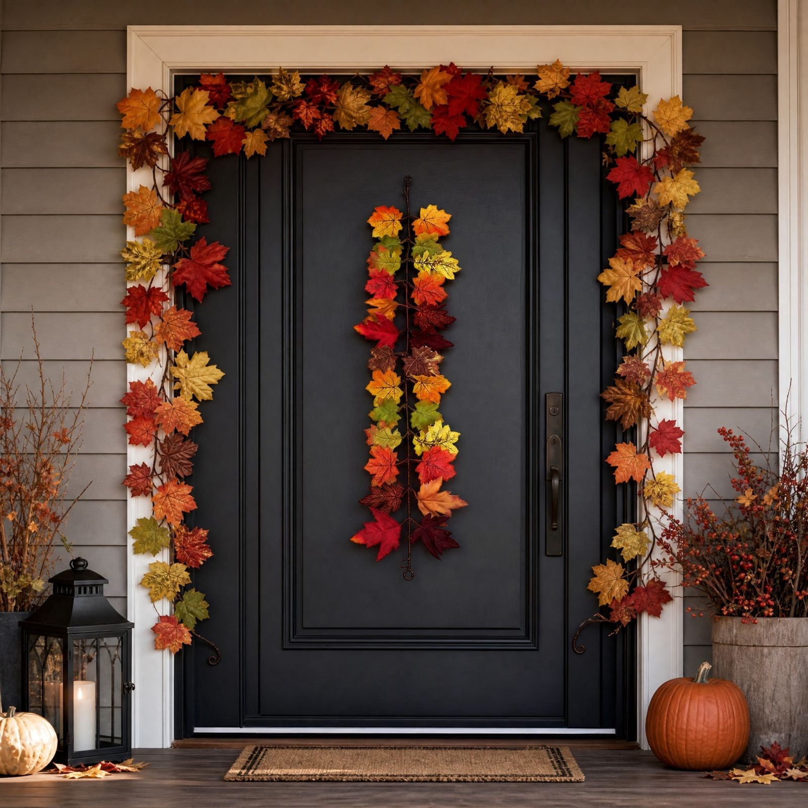 Halloween Artificial Rattan 78.7 Inch Maple Leaf Fireplace Stair Decor ...