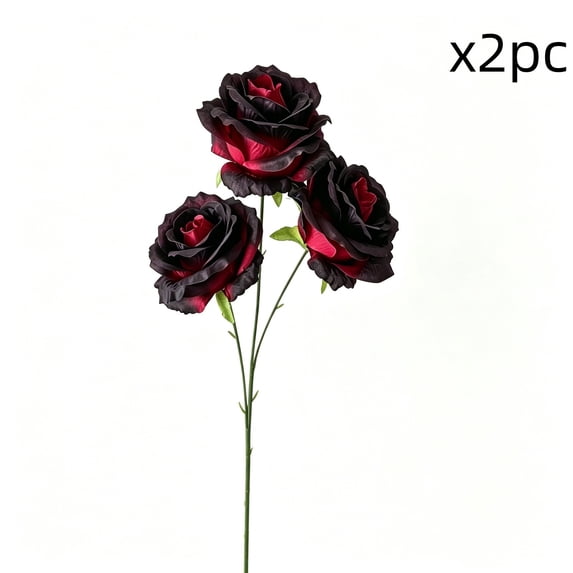 Halloween Artificial Rose Stem Gothic Multi-Head Faux Flowers for Vase Decor