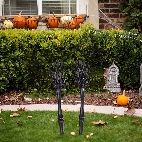 Halloween Artificial Skeleton Arm Garden Stakes Set, Realistic Spooky Broken Ghost Claws Skull Hand Ground Insert Props for Yard Lawn Cemetery Spooky House Halloween Outdoor Party Decor