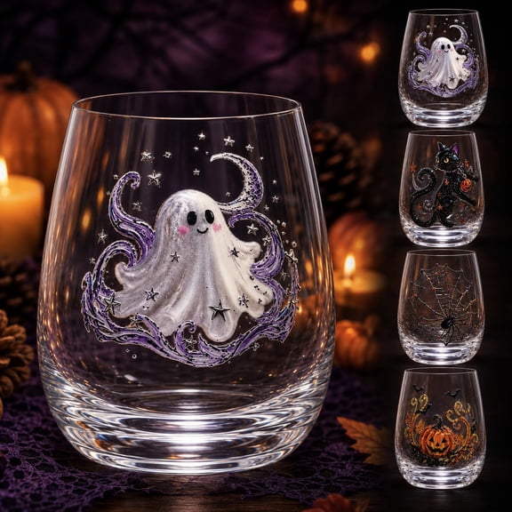 Halloween Artisan Glassware Collection Christmas, for Magical Halloween Sips, Eye-Catching Details, Gothic Table Decor Gift (Pumpkin)