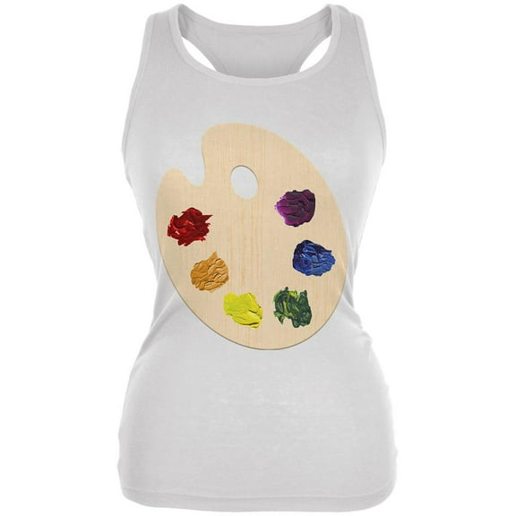 Halloween Artist's Paint Palette Costume Juniors Soft Tank Top White X-LG